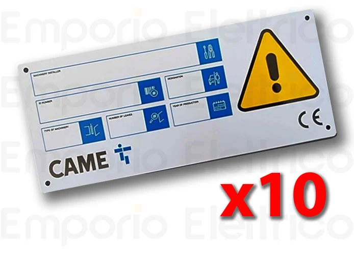 came ricambio cartello segnaletico came (conf. da10 pz) cartello targa 10