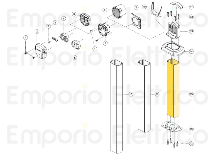 fadini ricambio colonnetta in alluminio estruso altezza 500 per fit 55 55015