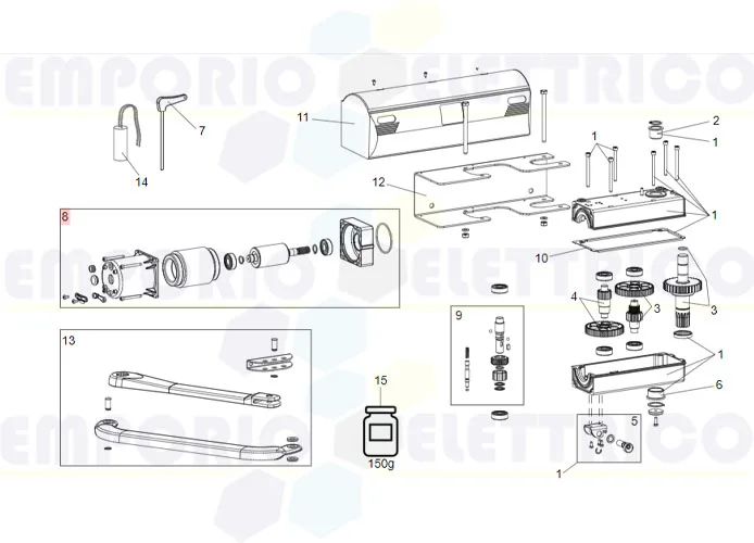 faac repuesto motor 390/550 l/breeze l 230v 63003170