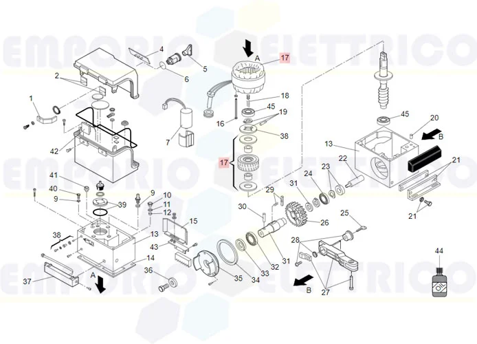 faac repuesto motor 844 reversible 63003165