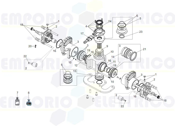 faac pagina ricambi per motore martinetto s800h 100°